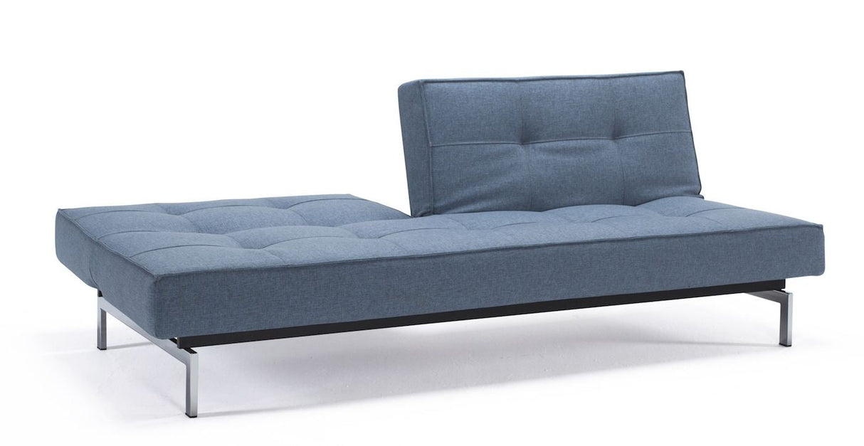 Splitback Chrome Sofa Bed, Mixed Dance/Light Blue