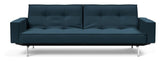 Splitback Chrome Sofa bed with armrests, Argus/Navy Blue