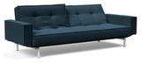 Splitback Chrome Sofa bed with armrests, Argus/Navy Blue