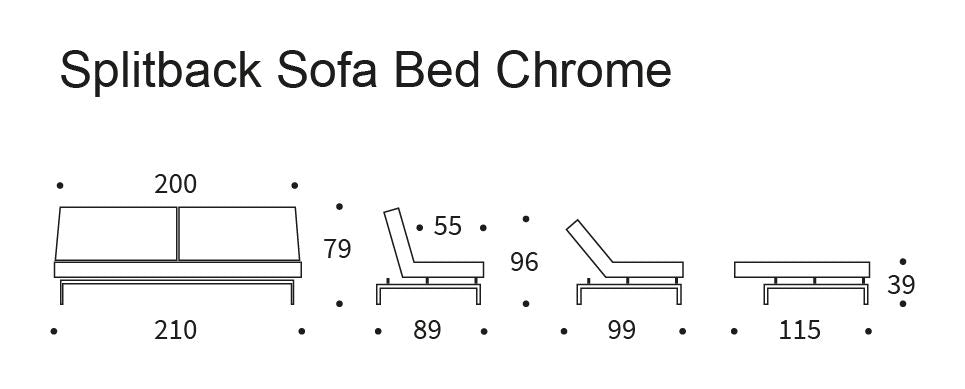 Splitback Chrome Sofa bed, Argus/Navy Blue