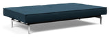 Splitback Chrome Sofa bed, Argus/Navy Blue