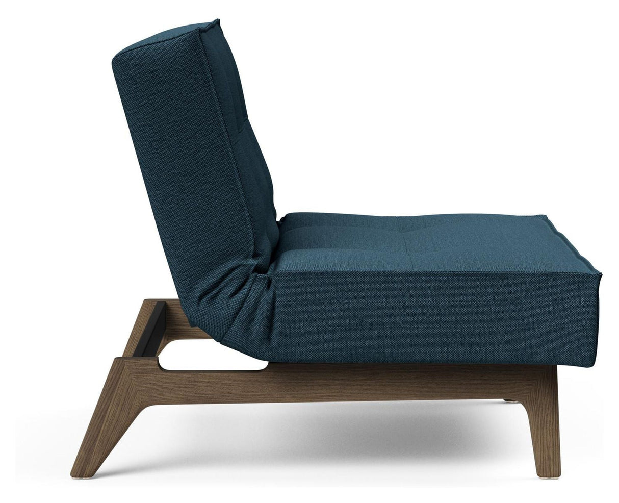 Splitback Oak Lounge Chair, Smoked Oak, Argus/Navy Blue