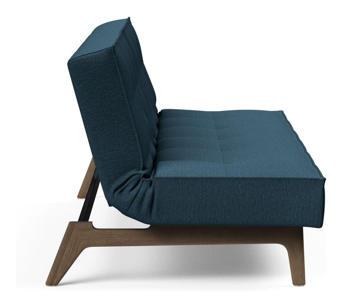 Splitback Eik Sofa Bed, Oak, Argus/Navy Blue