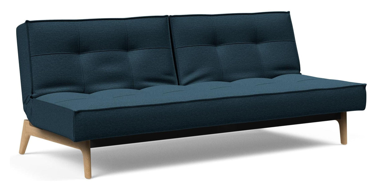 Splitback Eik Sofa Bed, Oak, Argus/Navy Blue