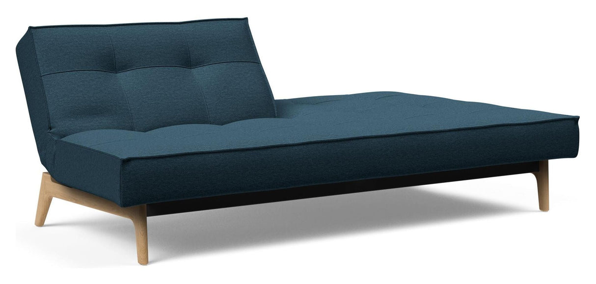 Splitback Eik Sofa Bed, Oak, Argus/Navy Blue