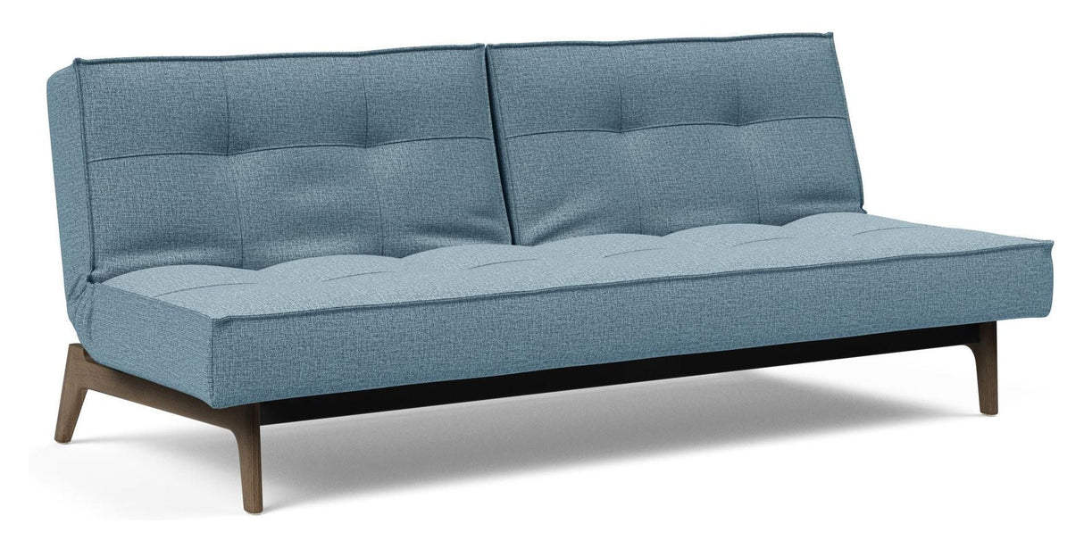 Splitback Oak Sofa Bed, Smoked Oak, Mixed Dance/Light Blue