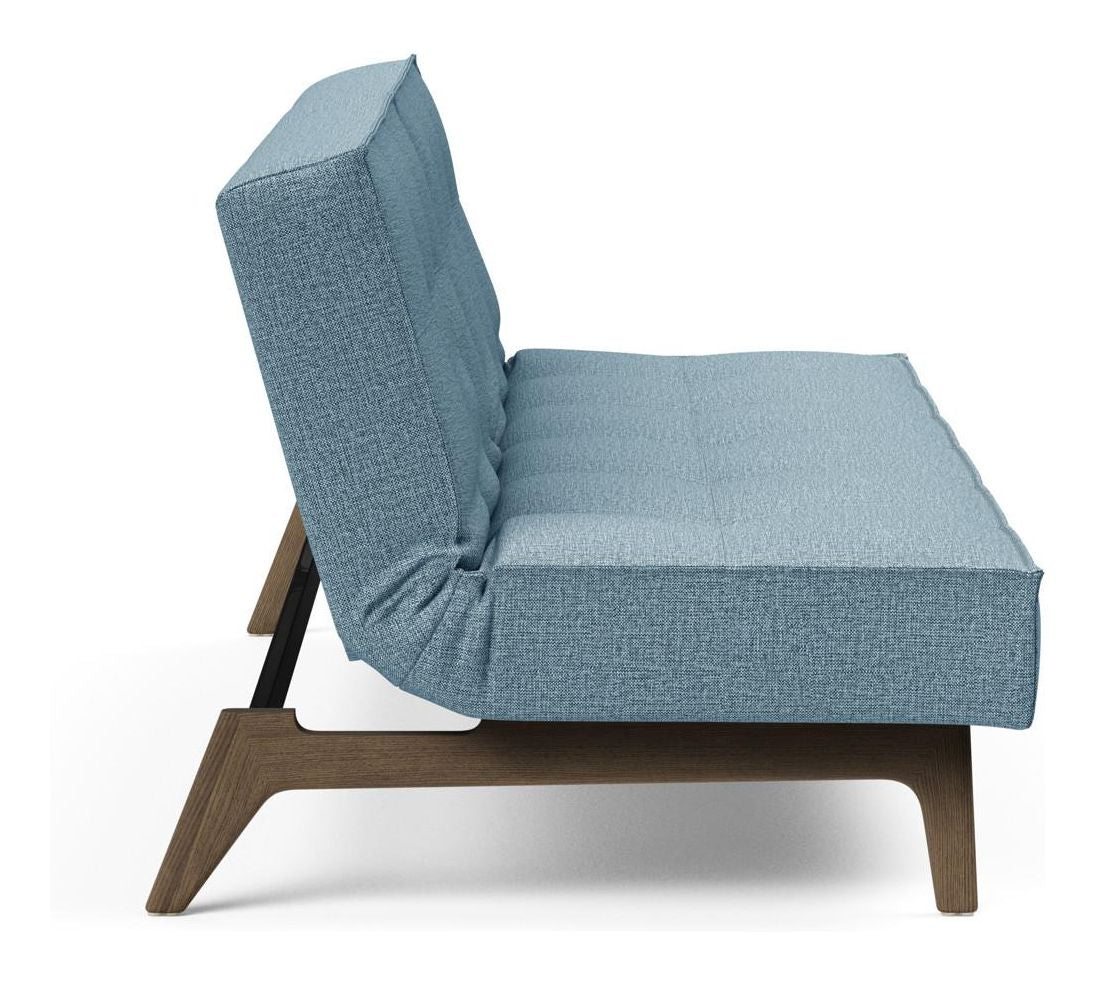 Splitback Oak Sofa Bed, Smoked Oak, Mixed Dance/Light Blue