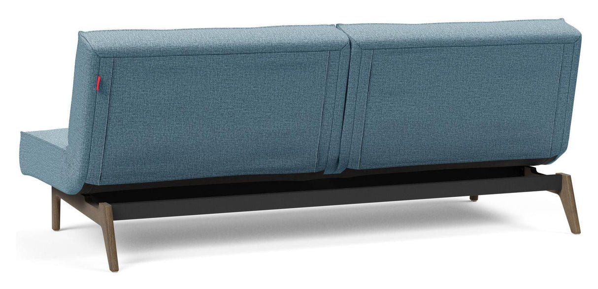 Splitback Oak Sofa Bed, Smoked Oak, Mixed Dance/Light Blue