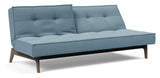 Splitback Oak Sofa Bed, Smoked Oak, Mixed Dance/Light Blue