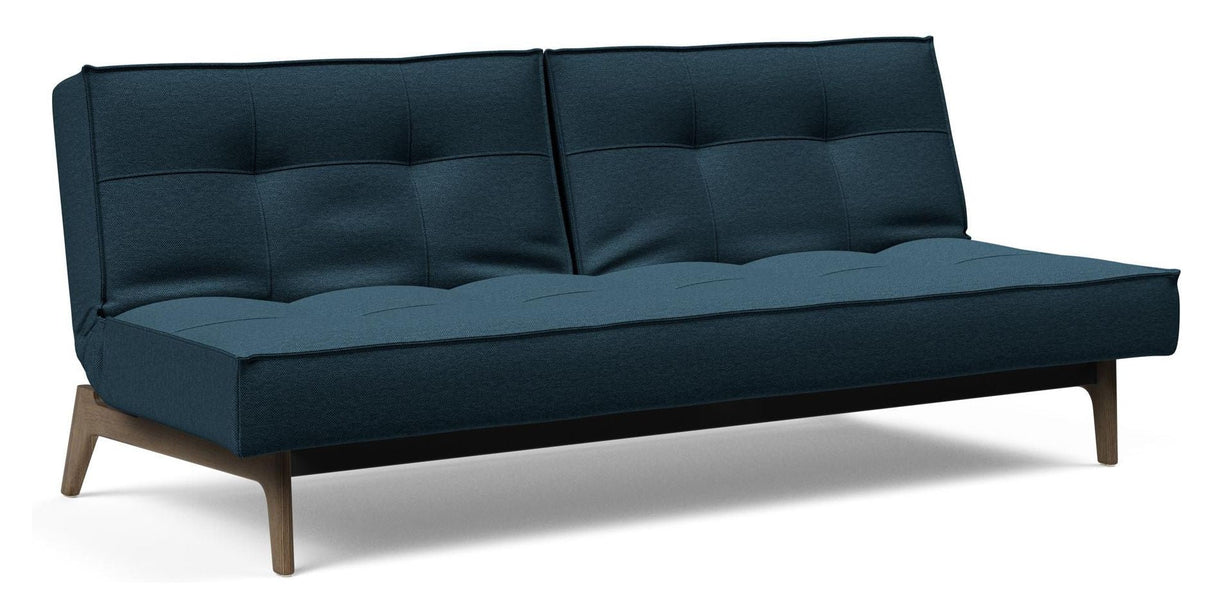 Splitback Oak Sofa Bed, Smoked Oak, Argus/Navy Blue