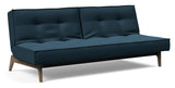 Splitback Oak Sofa Bed, Smoked Oak, Argus/Navy Blue