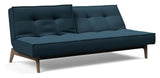 Splitback Oak Sofa Bed, Smoked Oak, Argus/Navy Blue