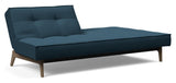 Splitback Oak Sofa Bed, Smoked Oak, Argus/Navy Blue