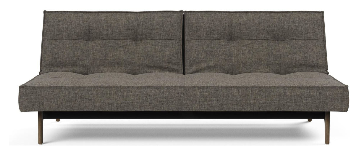 Splitback Oak Sofa Bed, Smoked Oak, Flashtex, Dark Gray