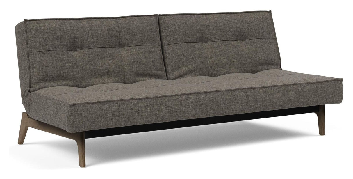 Splitback Oak Sofa Bed, Smoked Oak, Flashtex, Dark Gray