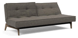 Splitback Oak Sofa Bed, Smoked Oak, Flashtex, Dark Gray