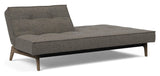 Splitback Oak Sofa Bed, Smoked Oak, Flashtex, Dark Gray