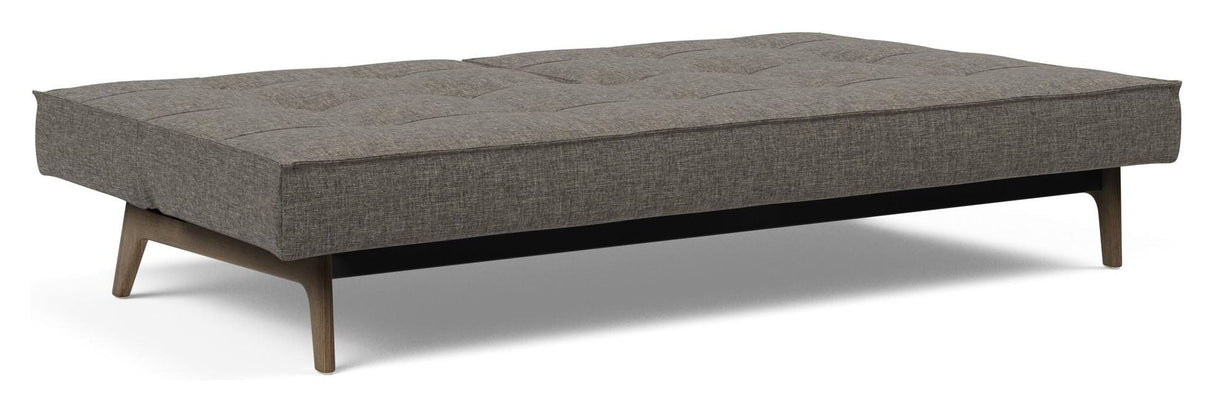 Splitback Oak Sofa Bed, Smoked Oak, Flashtex, Dark Gray