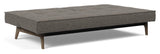 Splitback Oak Sofa Bed, Smoked Oak, Flashtex, Dark Gray