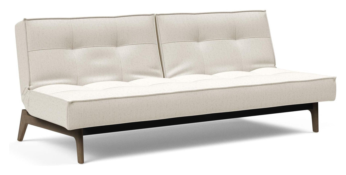 Splitback Oak Sofa Bed, Smoked Oak, Off-white Bouclé