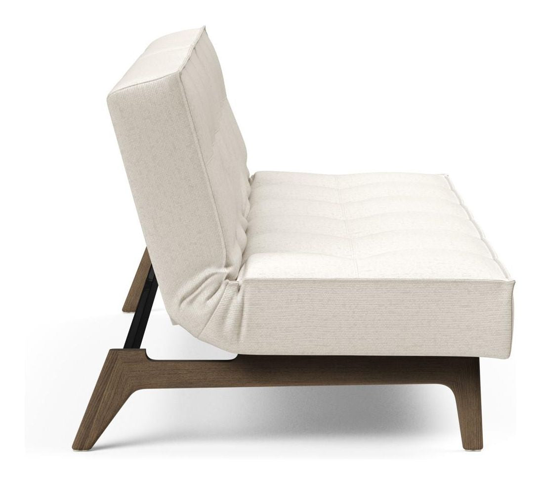 Splitback Oak Sofa Bed, Smoked Oak, Off-white Bouclé