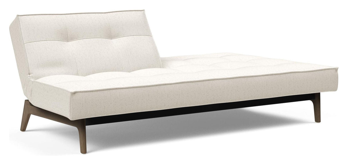 Splitback Oak Sofa Bed, Smoked Oak, Off-white Bouclé