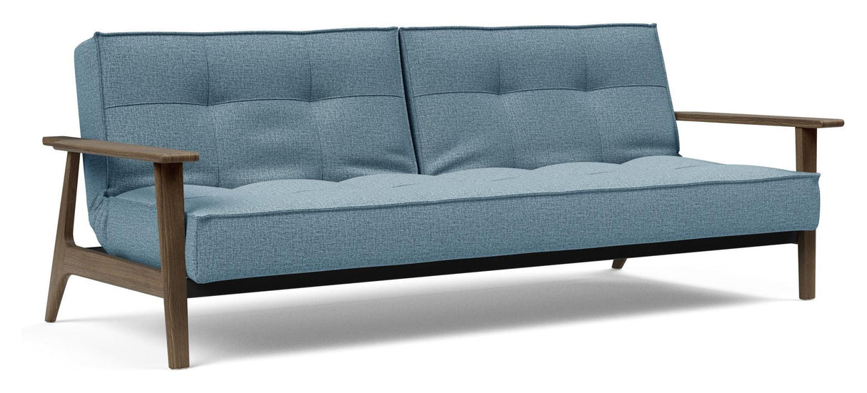 Splitback Frej Sofa Bed, Smoked Oak, Mixed Dance/Light Blue