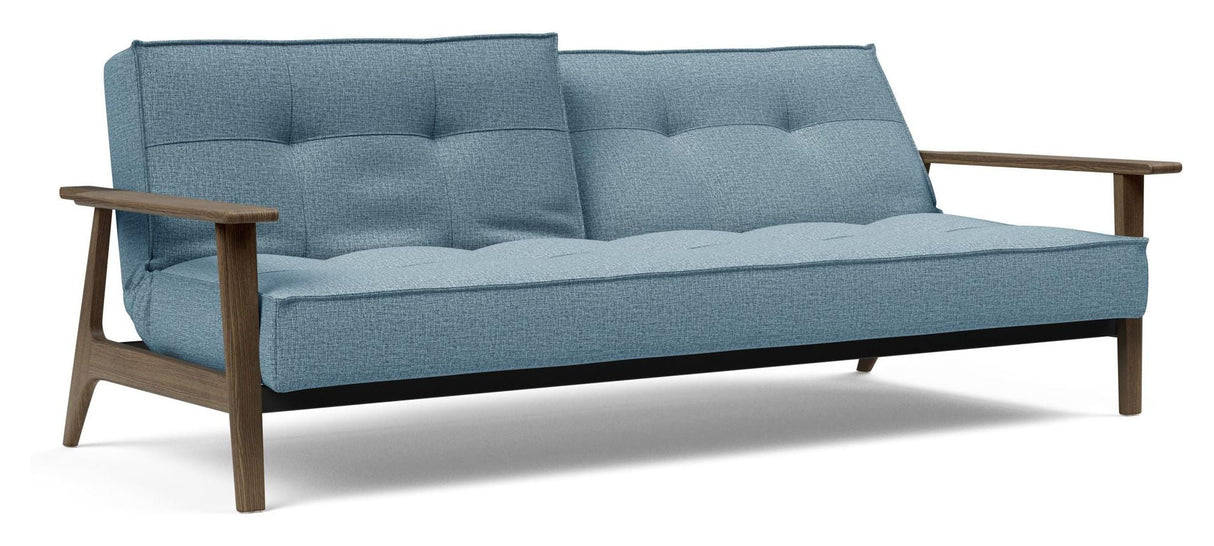 Splitback Frej Sofa Bed, Smoked Oak, Mixed Dance/Light Blue