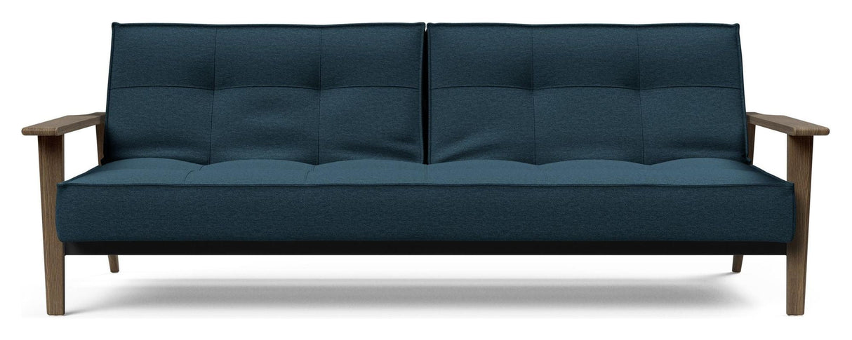 Splitback Frej Sofa Bed, Smoked Oak, Argus/Navy Blue