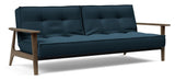 Splitback Frej Sofa Bed, Smoked Oak, Argus/Navy Blue