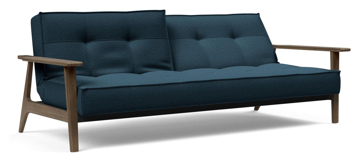 Splitback Frej Sofa Bed, Smoked Oak, Argus/Navy Blue