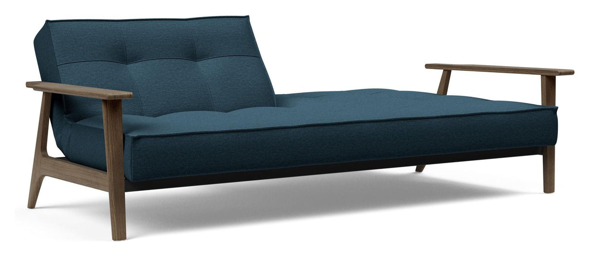 Splitback Frej Sofa Bed, Smoked Oak, Argus/Navy Blue