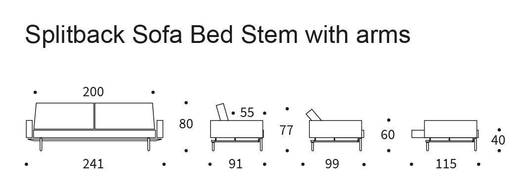 Splitback Vote Sofa bed with armrests, Argus/Navy Blue