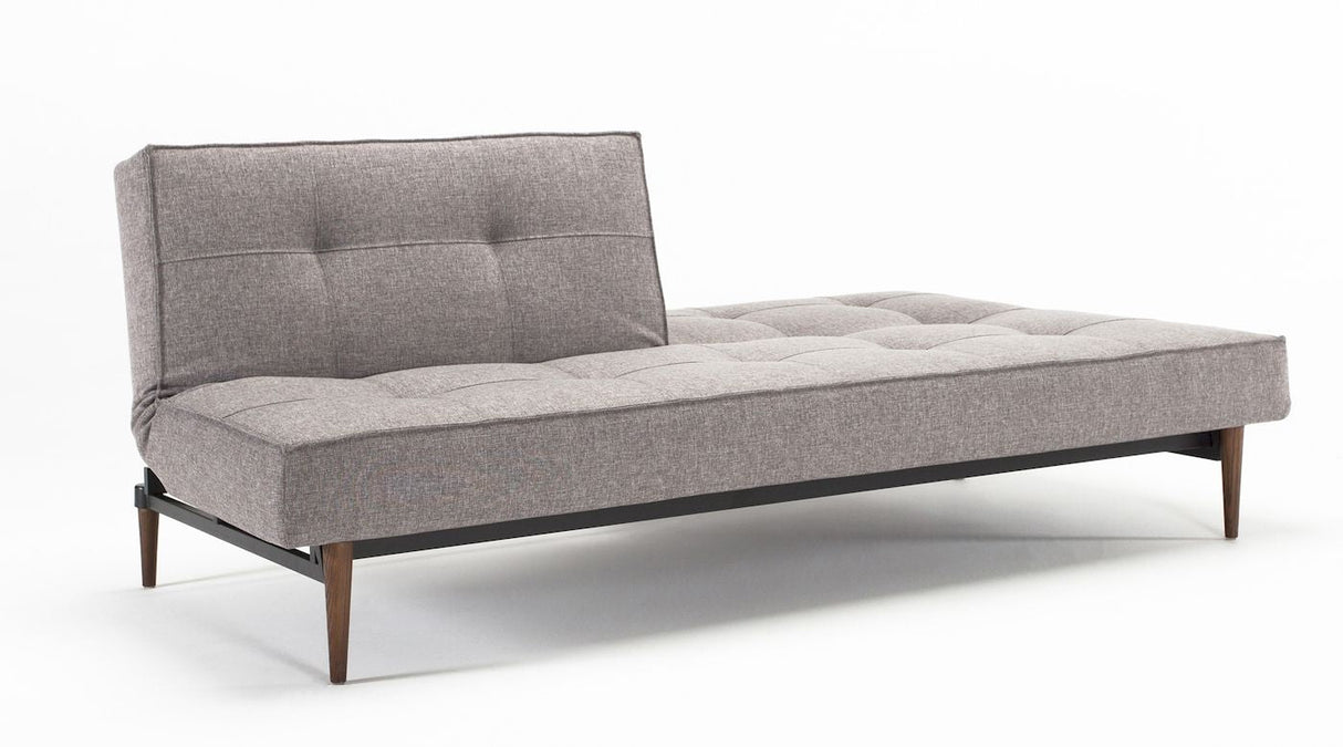 Splitback Styletto Sofa bed with dark wooden legs, Mixed Dance/Gray