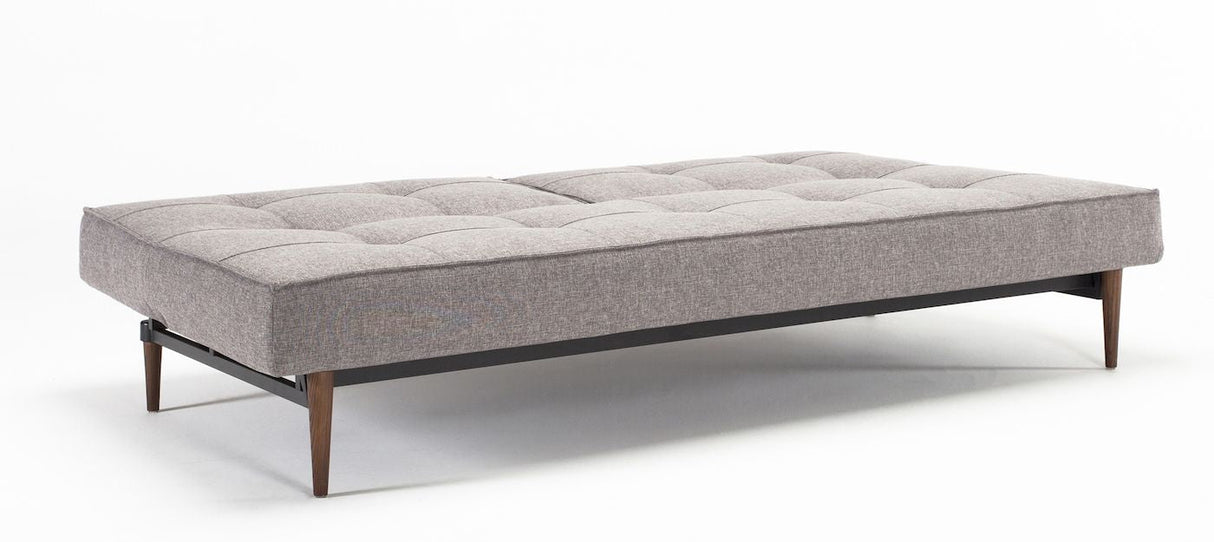 Splitback Styletto Sofa bed with dark wooden legs, Mixed Dance/Gray