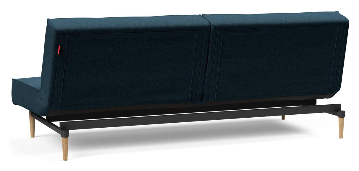 Splitback Styletto Sofa Bed, Light Wood, Argus/Navy Blue