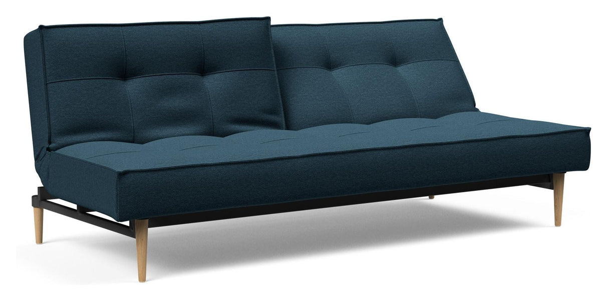 Splitback Styletto Sofa Bed, Light Wood, Argus/Navy Blue