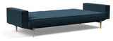 Splitback Styletto Sofa bed with armrests, Light wood, Argus/Navy Blue