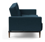 Splitback Styletto Sofa bed with armrests, Dark wood, Argus/Navy Blue