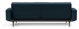 Splitback Styletto Sofa bed with armrests, Dark wood, Argus/Navy Blue