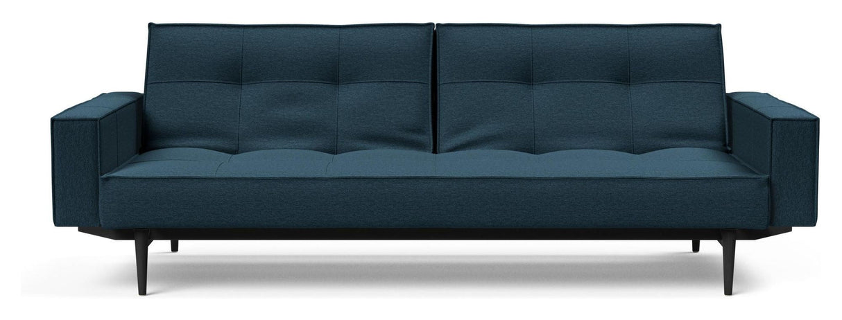 Splitback Styletto Sofa bed with armrests, Black, Argus/Navy Blue