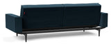 Splitback Styletto Sofa bed with armrests, Black, Argus/Navy Blue