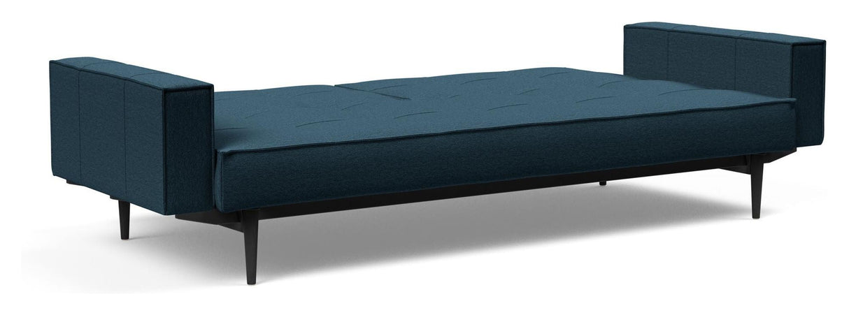 Splitback Styletto Sofa bed with armrests, Black, Argus/Navy Blue