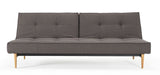 Splitback Styletto Sofa bed with light wooden legs, Flashtex, Dark gray