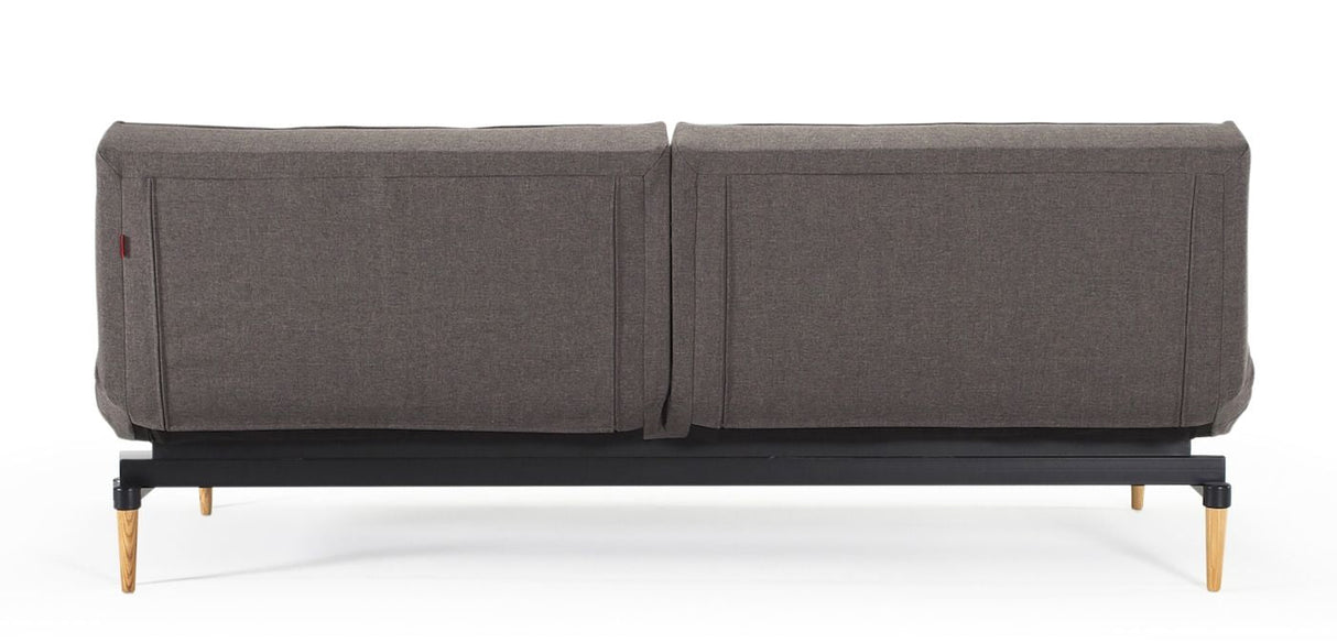 Splitback Styletto Sofa bed with light wooden legs, Flashtex, Dark gray