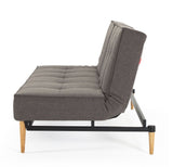 Splitback Styletto Sofa bed with light wooden legs, Flashtex, Dark gray