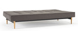 Splitback Styletto Sofa bed with light wooden legs, Flashtex, Dark gray