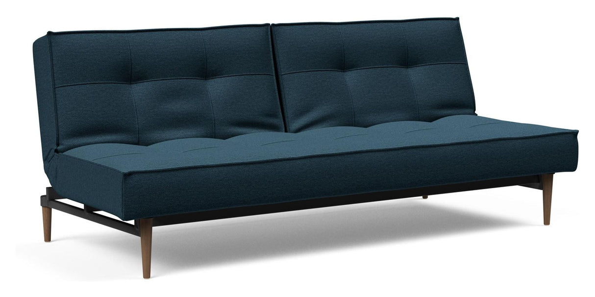 Splitback Styletto Sofa bed, Dark wood, Argus/Navy Blue