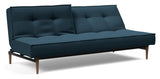 Splitback Styletto Sofa bed, Dark wood, Argus/Navy Blue