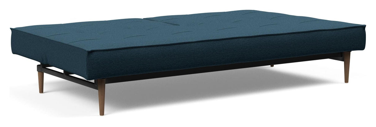 Splitback Styletto Sofa bed, Dark wood, Argus/Navy Blue